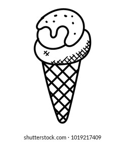 
A waffle cone ice cream doodle icon
