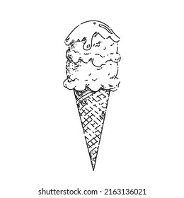 Waffle Cone Ice Cream Sketch Hand Stock Vector (Royalty Free ...