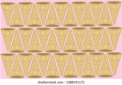 waffle cone ice cream symbol pattern on pink background