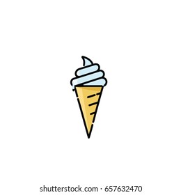 Waffle cone ice cream vector. Ice cream cone vector