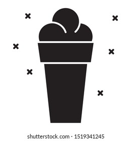 Waffle Cone nuts Icecream Sweet Food Vector Icon Design 