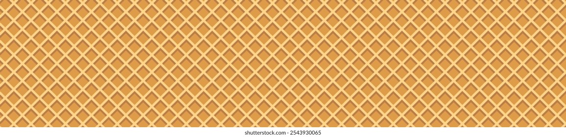 Textura de cone de waffle com sorvete e fundos de wafer. Ilustração de vetor plano isolada em fundo branco.