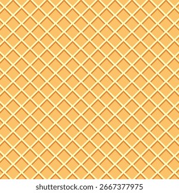 Waffle cone and wafer texture vector backgrounds. ice cream cone texture, sweet dessert wafer pattern