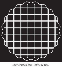 Waffle cookie grid outline icon .Minimal  icon illustration, suitable for dessert symbols, bakery graphics, or sweet treat branding design.EPS10AI.

