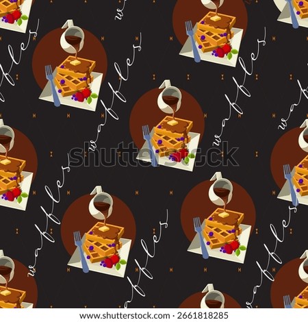 Waffle Cravings Breakfast Bliss Vector Pattern can be use for background and apparel design