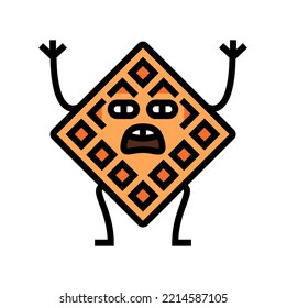 waffle dessert character color icon vector. waffle dessert character sign. isolated symbol illustration