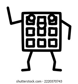 waffle dessert character line icon vector. waffle dessert character sign. isolated contour symbol black illustration