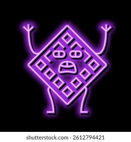 waffle dessert character neon light sign vector. waffle dessert character illustration