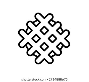 Icono de postre de gofre, ilustración de contorno negro plano de Vector