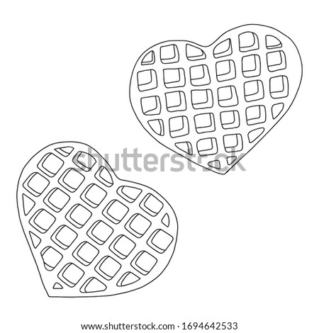 waffle doodle trendy tasty object from Kitchen collection, simple element illustration. Kitchenware icon line element. heart shaped dessert
