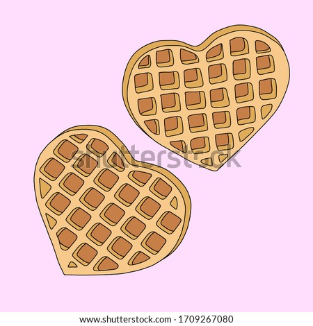 waffle doodle trendy tasty object from Kitchen collection, simple element illustration. Kitchenware icon line element. heart shaped dessert.  3d colored  object. warm baked 