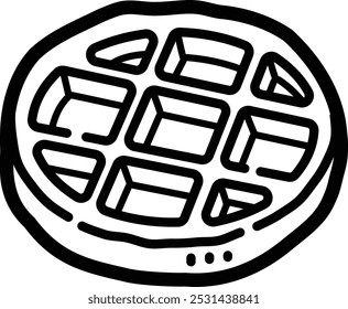 Waffle doodle vector icon and illustration