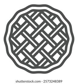 Waffle dough pie line icon, sweets pastry concept. Vector graphics. Apple pie bakery sign on white background, outline style icon for mobile or web design