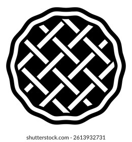 Waffle dough pie solid icon, sweets pastry concept. Vector graphics. Apple pie bakery sign on white background, glyph style mobile or design