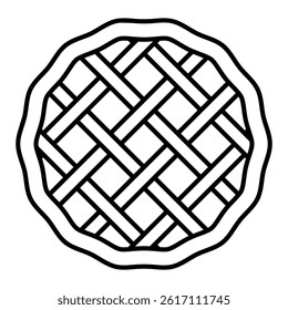 Waffle dough pie thin line icon, sweets pastry concept. Vector graphics. Apple pie bakery sign on white background, linear style for mobile or design