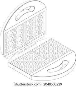 Waffle. The electric waffle black white. 3D