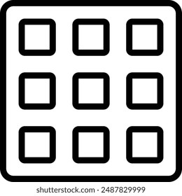 Waffelflache schwarze Vektorgrafik-Symbol.