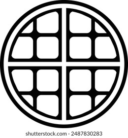 Waffle flat black vector icon.