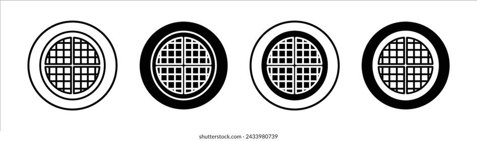 Conjunto de iconos de línea plana Waffle. Waffle vector de ilustración de línea delgada