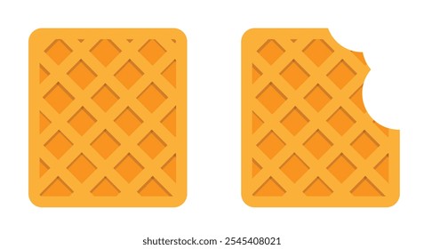 Waffle Flat Style Isolated on White. Food and sweets vector art