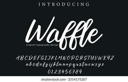 Waffle Font Stylish brush painted an uppercase vector letters, alphabet, typeface