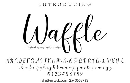 Waffle Font Stylish brush painted an uppercase vector letters, alphabet, typeface