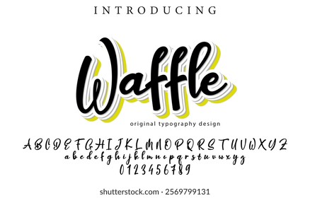 Waffle Font Stylish brush painted an uppercase vector letters, alphabet, typeface