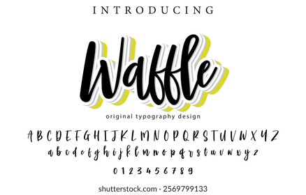 Waffle Font Stylish brush painted an uppercase vector letters, alphabet, typeface