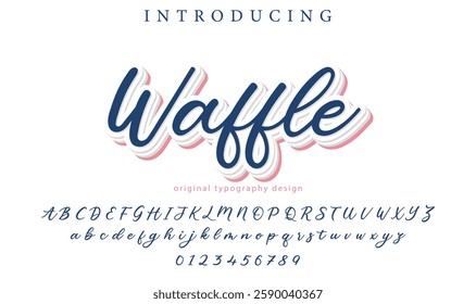 Waffle Font Stylish brush painted an uppercase vector letters, alphabet, typeface