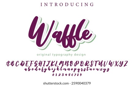 Waffle Font Stylish brush painted an uppercase vector letters, alphabet, typeface