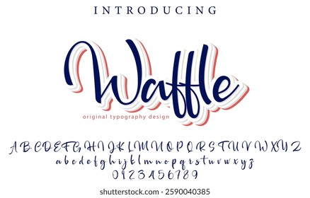 Waffle Font Stylish brush painted an uppercase vector letters, alphabet, typeface