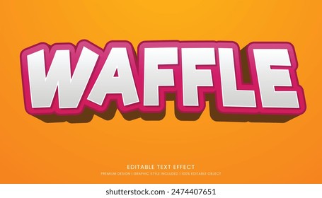 waffle food editable 3d text effect template bold typography and abstract style, food logo and fast food brand