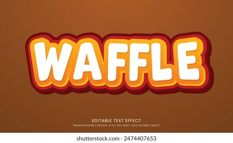 waffle food editable 3d text effect template bold typography and abstract style, food logo and fast food brand