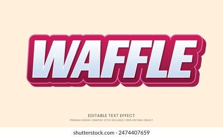waffle food editable 3d text effect template bold typography and abstract style, food logo and fast food brand