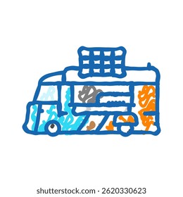 waffle food truck doodle icon sketch vector. waffle food truck sign. isolated symbol illustration