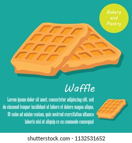 waffle french and danish pastries banner. vector illustration