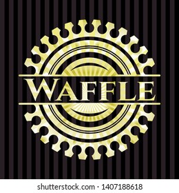 Waffle golden emblem or badge. Vector Illustration. Detailed.