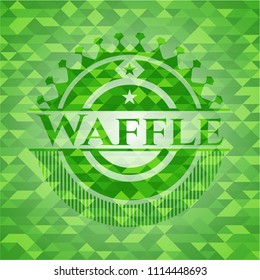 Waffle green emblem with triangle mosaic background