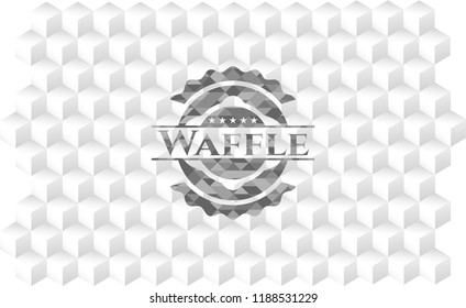 Waffle grey emblem. Retro with geometric cube white background