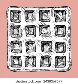Waffle dibujado a mano, ilustración vectorial	