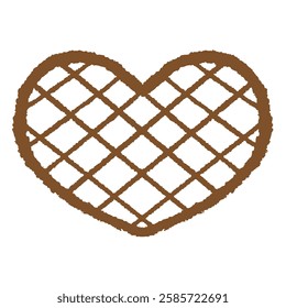 Waffle Heart Japanese Style Line Illustration