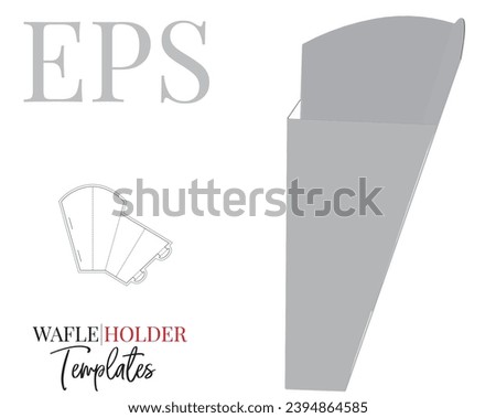 Waffle Holder die cut template, vector with die cut and laser cut layers. White clear blank Waffle Holder mock up isolated on white background with perspective presentation, illustration.