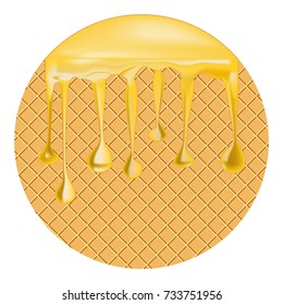 Waffle With Honey Icon Symbol Design. Vector illustration of honey splash.