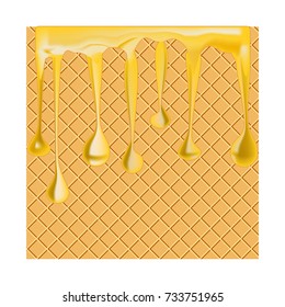 Waffle With Honey Icon Symbol Design. Vector illustration of honey splash.