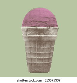 Waffle ice cream cone. Halftone