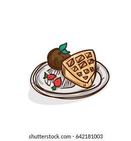 Waffle ice cream drawing object