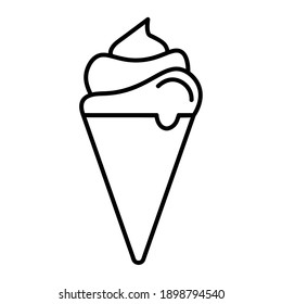 Waffle ice cream flat icon. Pictogram for web. Line stroke. Isolated on white background. Vector eps10