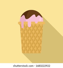 Waffle ice cream icon. Flat illustration of waffle ice cream vector icon for web design