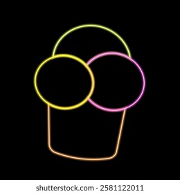 Waffle ice cream in neon effect