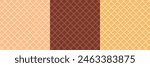 Waffle Ice Cream Seamless Pattern Set. Wafer Icecream Cone Repeating Endless Background Collection.